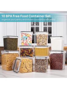 HALMAN 42 recipientes herméticos para almacenamiento de alimentos con tapas para organización de despensa de cocina, recipientes para transportar, almacenar y organizar alimentos, aptos para microondas, lavavajillas y nevera - Transparente - Ver 9