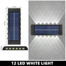 2pcs Solar Wall Light Up And Down Emitting Atmosphere Light Suitable For Outdoor Courtyard Garden Corridor Layout Wall Decorative Lighting - Black - View 12