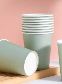 90/50/20/10 كوب ورقي أحادي الاستخدام، باللون الأخضر الفاتح، أكواب للمشروبات الباردة والقهوة، مستلزمات حفلات، مناسبة لعيد الميلاد والتجمعات العائلية والنزهات والحفلات