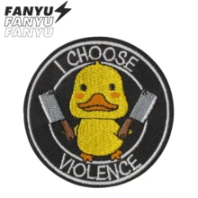 1片 I CHOOSE VIOLENCE 嬉皮龐克搖滾動漫卡通騎行冒險趣味酷貼布繡 縫製貼片 個性化DIY服飾配件 刺繡縫製熨燙貼片 用於衣服褲子羽絨外套裝飾 胸針 鞋子帽子包包修補貼 - 黃色 - 查看 2