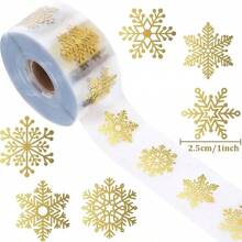 1500pcs Transparent Christmas Snowflake Sealing Stickers - Non-Sticky Decoration, Golden Snowflakes For Gift Wrapping, Ornament Decorating, Cards - For Holiday Party Decorations, Festive Ornament Accents, Vibrant Festive Decor, Adhesivefree Decor, Card Embellishments, Highquality Finish, Decorative Seals, DIY Decorators(100/500/1500pcs)