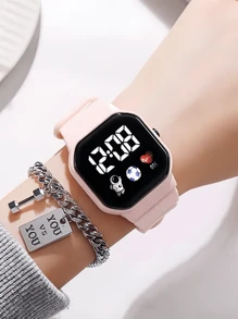 2 件/1 件宇航员宇航员运动休闲 LED 数字显示电子手表，适合儿童和青少年，适合日常生活中的各种风格，万圣节、圣诞节、情人节、母亲节、节日礼物的最佳选择