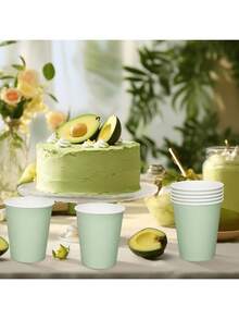 90/50/20/10 كوب ورقي أحادي الاستخدام، باللون الأخضر الفاتح، أكواب للمشروبات الباردة والقهوة، مستلزمات حفلات، مناسبة لعيد الميلاد والتجمعات العائلية والنزهات والحفلات