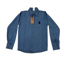 Men's Long Jeans Shirt For Children And Youth - Màu xanh bụi bặm - Xem 2