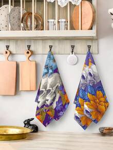 2 piezas/4 piezas/12 piezas Toallas de cocina con esqueleto del Día de los Muertos, Toallas de baño con esqueleto del Día de los Muertos, Toallas para fiesta al aire libre del Día de los Muertos, Decoración del hogar del Día de los Muertos, Decoración de cocina del Día de los Muertos, Estilo moderno, Secado rápido, Material de microfibra súper suave, Rectangular, 15.75IN*23.62IN/40*60CM Patrón de impresión digital, Adecuado para decoración de fiestas al aire libre, Regalos de cocina del Día de los Muertos