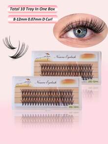 600PCS Lash Clusters 20D Thick Long 8-12mm Volume Cluster Eyelash Extensions 600Pcs Wispy Individual Lashes D Curl Waterproof Eyelash Clusters Soft False Eyelashes DIY At Home - C - View 1