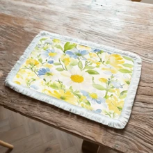 1pc Lemon Pattern Printed Placemat, Linen Tassel Dining Mat, Washable Table Pad, Home Decor, Placemats, Coasters, Kitchen Dining Table Mats, Indoor Outdoor Party Decoration, Home Decor, Ideal Gift - Multicolor - View 12