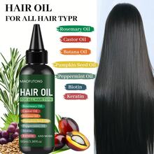100ml Bottle 7-In-1 Hair Treatment Oil With Castor Oil + Banana Oil + Pumpkin Seed Oil + Peppermint Oil + Biotin + Keratin Moisturizing & Hydrating, Gentle Formula To Repair Dry, Frizzy Hair For All Hair Types & Scalp, Unisex Hair Supplies Hair Care - màu xanh lá - Xem 3