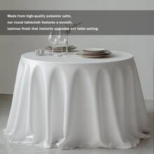 Round Table Cover 228cm/275cm Wedding Banquet Decorative Tablecloth, For Outdoor And Indoor Decoration, Fabric Weight 100g Satin Tablecloth, Party, Hotel, Wedding Decoration, Dining Tablecloth
