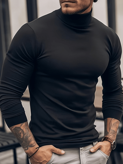 Męska koszulka z długim rękawem i golfem, idealna do noszenia na co dzień i do pracy