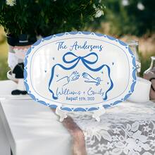 صينية زفاف، هدية زفاف مخصصة للعروسين الجدد، هدية خطوبة، هدايا حفل استحمام العروس، تذكار للعروس والعريس، ديكور الزفاف - متعدد الألوان - مشاهدة 7