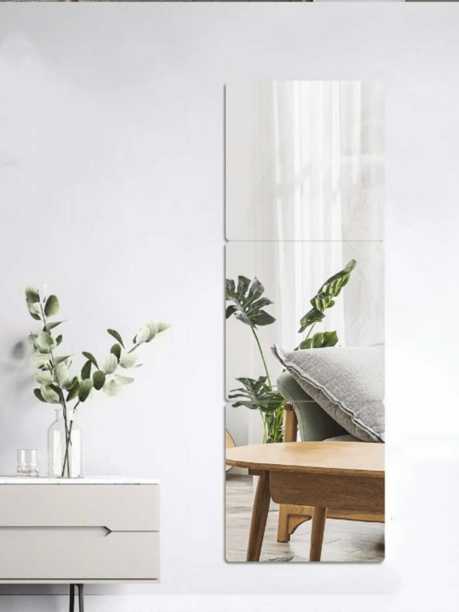 4/6/8 件方形镜面墙贴，2 毫米厚亚克力材质 3D 镜面墙砖，适用于客厅、卧室、厨房、浴室。 - 彩色 - 查看 1