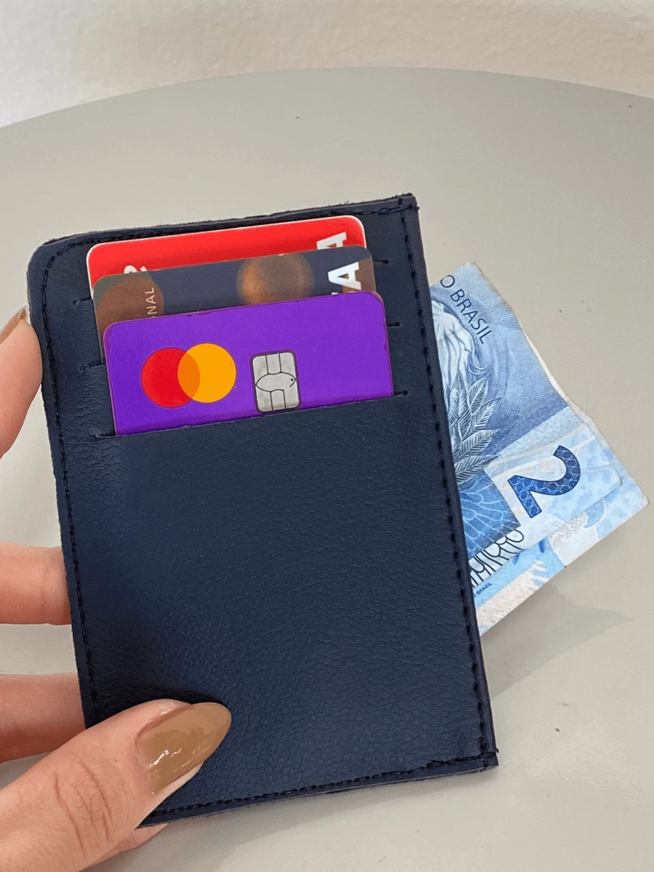 Small Slim Card Holder Wallet For CNH RG Documents And Money Unisex - 黑色 - 查看 1