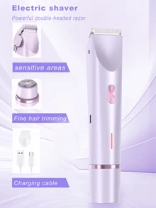 二合一电动剃须刀，女士无线比基尼修剪器，可拆卸刀头，触感柔和，干湿两用防水设计，USB充电，便携式，适用于比基尼线、腋下、腿部及身体脱毛，眉毛修整工具，旅行必备，400mAh电池，面部脱毛器，敏感部位专用电动剃须刀 - 彩色 - 查看 11