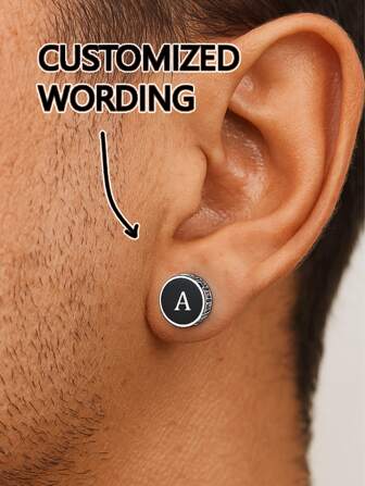 1 st. anpassade herrörhängen, personliga örhängen i rostfritt stål, personliga smycken, unisex dagligt tillbehör, födelsedags-/julklapp