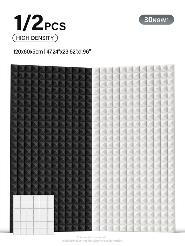 MODX 1/2 stuks 47,24 * 23,62 * 1,96 inch grote piramide akoestische schuimpanelen - Professionele hoekige ontwerp geluidsisolatiepanelen - Voor muziekstudio, thuisbioscoop, zangruimte - Geavanceerde akoestische behandeling en geluidsisolatiemateriaal
