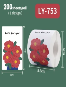 200 piezas/Rollo Etiquetas adhesivas "Aquí para ti", etiquetas decorativas para sellar envoltorios de regalos y comida, etiquetas adhesivas para sellar cajas de avión - Multicolor - Ver 4