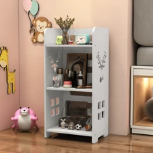1pc Bedside Storage Cabinet, Minimalist Modern Side Table, Simple Small Household Storage Rack, Cute Hollow Deer Design