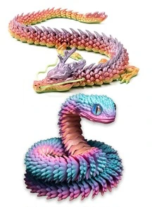 Estatua de pitón impresa en 3D de 30 cm con articulaciones flexibles - Artesanía y decoración, regalo perfecto para el hogar y la oficina [Color de ojos aleatorio]