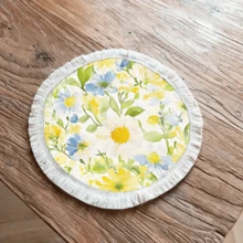 1pc Lemon Pattern Printed Placemat, Linen Tassel Dining Mat, Washable Table Pad, Home Decor, Placemats, Coasters, Kitchen Dining Table Mats, Indoor Outdoor Party Decoration, Home Decor, Ideal Gift - Multicolor - View 17