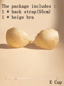 ideaCCSZ 1件/2件装蕾丝隐形文胸，白色粘性聚拢文胸，硅胶乳贴，前扣自粘设计，后背带，可重复使用，适合婚礼和无肩带晚礼服