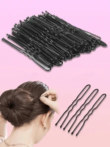60/120/150/200 件 U 型发夹，适合女孩女士浓密头发造型的发夹，发髻延长器，发髻制作器，发髻发片，发夹 - 黑色 - 查看 13