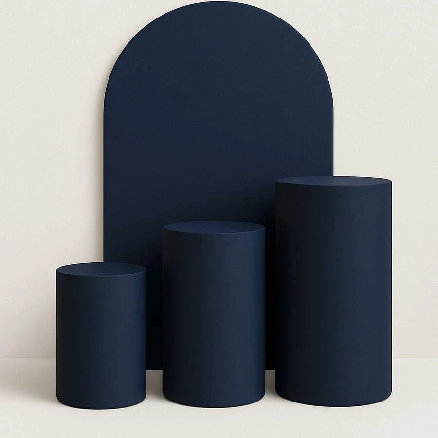 Set Of 4 Double-Sided Roman Panel Pieces And Cylinders - Navy Blue - View 1