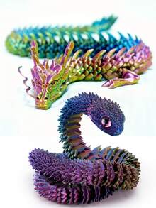 Estatua de pitón impresa en 3D de 30 cm con articulaciones flexibles - Artesanía y decoración, regalo perfecto para el hogar y la oficina [Color de ojos aleatorio]