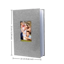 亚麻相册 300 张 4x6 照片袋 布质相册 易于插入照片 婚礼宝宝家庭周年纪念结婚照片收纳 - 灰色 - 查看 10