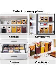 HALMAN 42 recipientes herméticos para almacenamiento de alimentos con tapas para organización de despensa de cocina, recipientes para transportar, almacenar y organizar alimentos, aptos para microondas, lavavajillas y nevera - Transparente - Ver 11