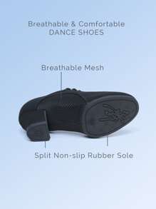 女士黑色舞鞋，5 厘米高跟透气舒适爵士靴，分体防滑橡胶鞋底，Y2K 爵士鞋，系带户外鞋，非常适合芭蕾舞、体操、瑜伽、现代舞、交谊舞、角色扮演表演、广场舞、伦巴、恰恰等