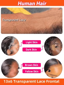 Fechamento frontal de renda 13X6 com cabelo de bebê, parte livre, cabelo humano liso, de orelha a orelha, linha fina natural, renda transparente, cor natural para mulheres, adequado para todas as estações