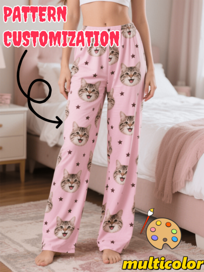 1pc Women's With Pattern Customization Feature, Multi-Color Options, For Personalized Casual Wear, Custom - Style, Pajama Pants, Suitable For Daily Leisure Occasions