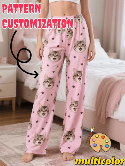 1pc Women's Customizable Printed Pajama Pants, Multiple Colors Available, Personalized Casual, Suitable For Daily Leisure Occasions