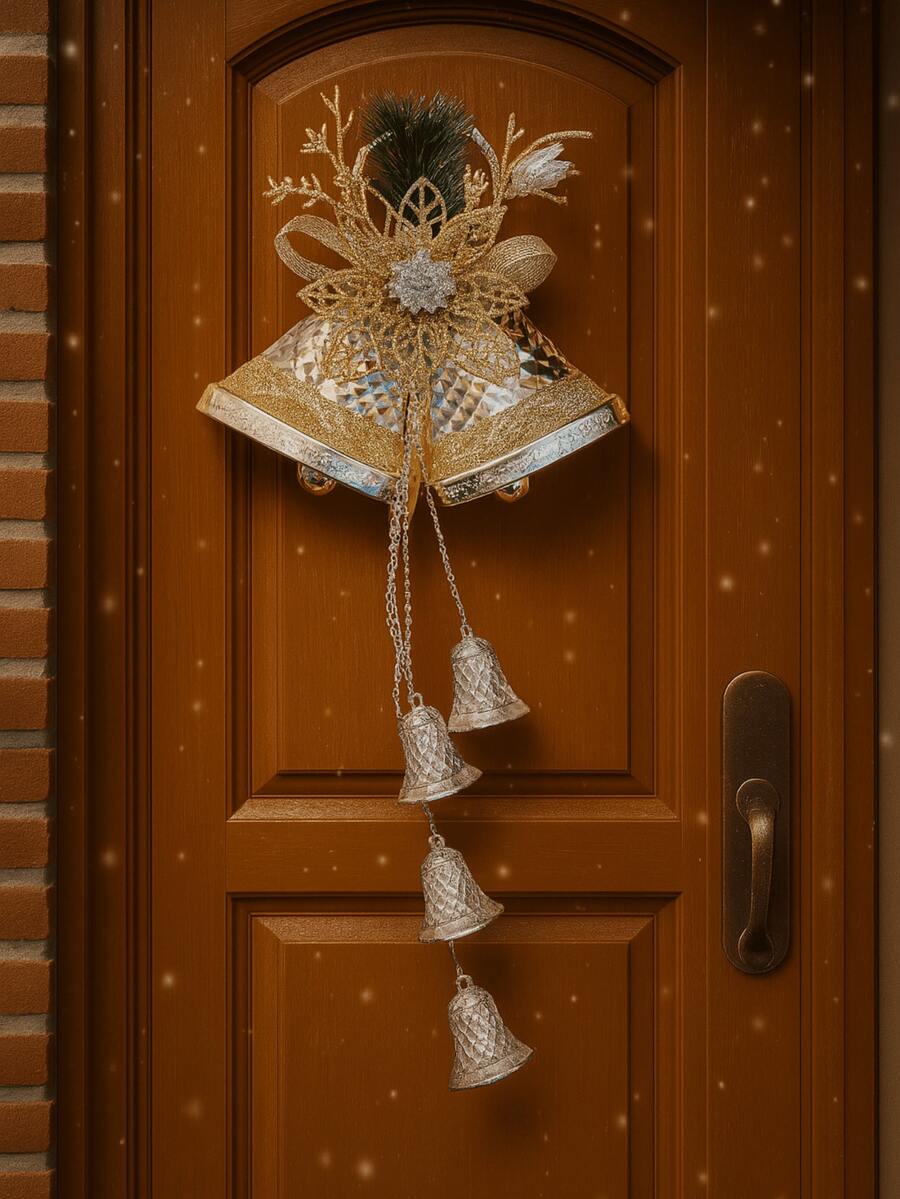 Christmas Bell Decoration Door Bell Hanging Decorative Christmas Bell Door Gold Santa Claus - RF949 - Xem 1