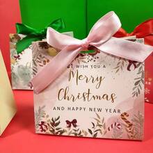 10 pièces/paquet Nouveaux sacs cadeaux de Noël joyeux avec fenêtre en PVC, style INS boîtes à biscuits et bonbons en feuille d'or - Multicolore - Voir 12