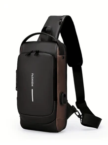 Fashion Men's Backpack - Oxford Texture Messenger Bag With Password Lock - Stylish Motorcycle Crossbody Bag With Phone Pocket, Zipper Closure For Daily Commute, Motorcycle Bag Business Anti-Theft Messenger Bag - Casual Sports Travel Shoulder Bag, Adjustable Strap, Multi-Pocket Waist Bag, Suitable For Outings, Weddings, Perfect Gift For Father, Husband, Boyfriend And Teacher