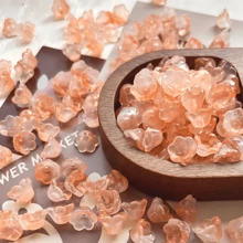 100pcs 12x7.5mm Gradient Color Semi-Transparent Glass Lily Of The Valley Beads, Including Yellow,Green, Pink And Purple - Ideal For DIY Jewelry, Hair Clips And Home Decor Crafts