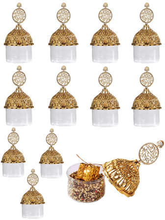 24pcs Mini Gold-Plated Candy Box, Arab-Style Gold With Lid And Transparent Window-Style Pastry Box, Suitable For Birthday/Sacred Day/Christmas/Halloween/Easter/Bridal Gift Party/Gender Revelation Party/Wedding, Party Dessert Display Packaging Box