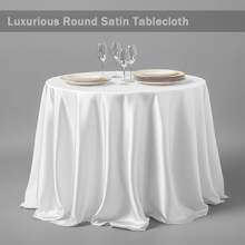 Round Table Cover 228cm/275cm Wedding Banquet Decorative Tablecloth, For Outdoor And Indoor Decoration, Fabric Weight 100g Satin Tablecloth, Party, Hotel, Wedding Decoration, Dining Tablecloth