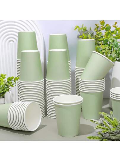 90/50/20/10pcs Disposable Paper Cups, Sage Green Color, Suitable For Cold Drinks, Coffee, Parties, Birthday Gatherings, Family Gatherings, Picnics, Party Decorations, Christmas, Thanksgiving, New Year Gifts