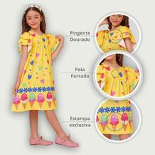 Children's Dress Girl  Themed Enchanted Garden Bees Butterflies Graduation Fashion Blogger Fresh For Party Birthday Everyday Casual Teen Girl's Clothing Wedding Printed Loose Summer Floral - 芥末黃 - 查看 7