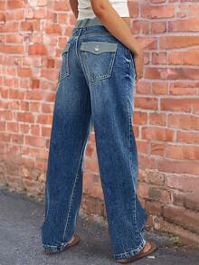 New Women's Designer Stretch Washed Stitching Stretch Denim Trousers - Rửa trung bình - Xem 2