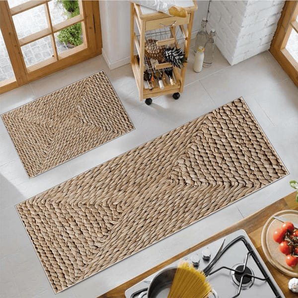 1pc Woven Texture Diatomite Mud Mat Carpet, Woven Pattern Design, Diatomite Material, Absorbent & Anti-Slip. Rustic & Modern Style, Minimalist & Elegant, Suitable For Living Room, Dining Room, Study, Bedroom And Other Scenes, Themed Parties