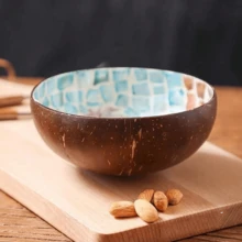 1pc Coconut Shell Candy Bowl Holder, Decorative Salad Bowl - Natural Coconut Shell Bowl Storage Bowl - Candy Container Nut Rack, School Supplies, Back To School - Brown - View 9