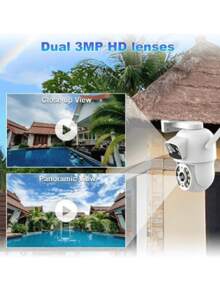 Icsee APP Dome IP Wireless PTZ Dual Lens Security Camera, AI Human Detection, Home Security - 查看 6