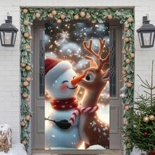 1pc Merry Christmas Entrance Banner Flag, Made Of Polyester Fabric, Suitable For Christmas Decoration, Photo Booth Backdrop, Indoor/Outdoor Door Decor, Wall, Yard, Garden Curtain Decor, Christmas Party, Anniversary