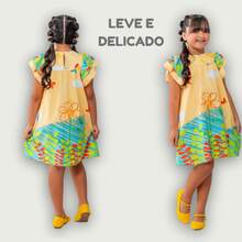 Vestido Infantil Menina Temático Safári Jardim Encantado Abelhinhas Borboletas Formatura Moda Blogueirinha Fresquinho para Festa Aniversário Dia a Dia Casual Roupa de Menina Juvenil Casamento Estampado Soltinho Verão Floral - Amarelo - Visão 10