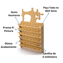 Wall-Mounted Sewing Thread Spool Holder 42 Lug Raw MDF - 摩卡棕 - 查看 2