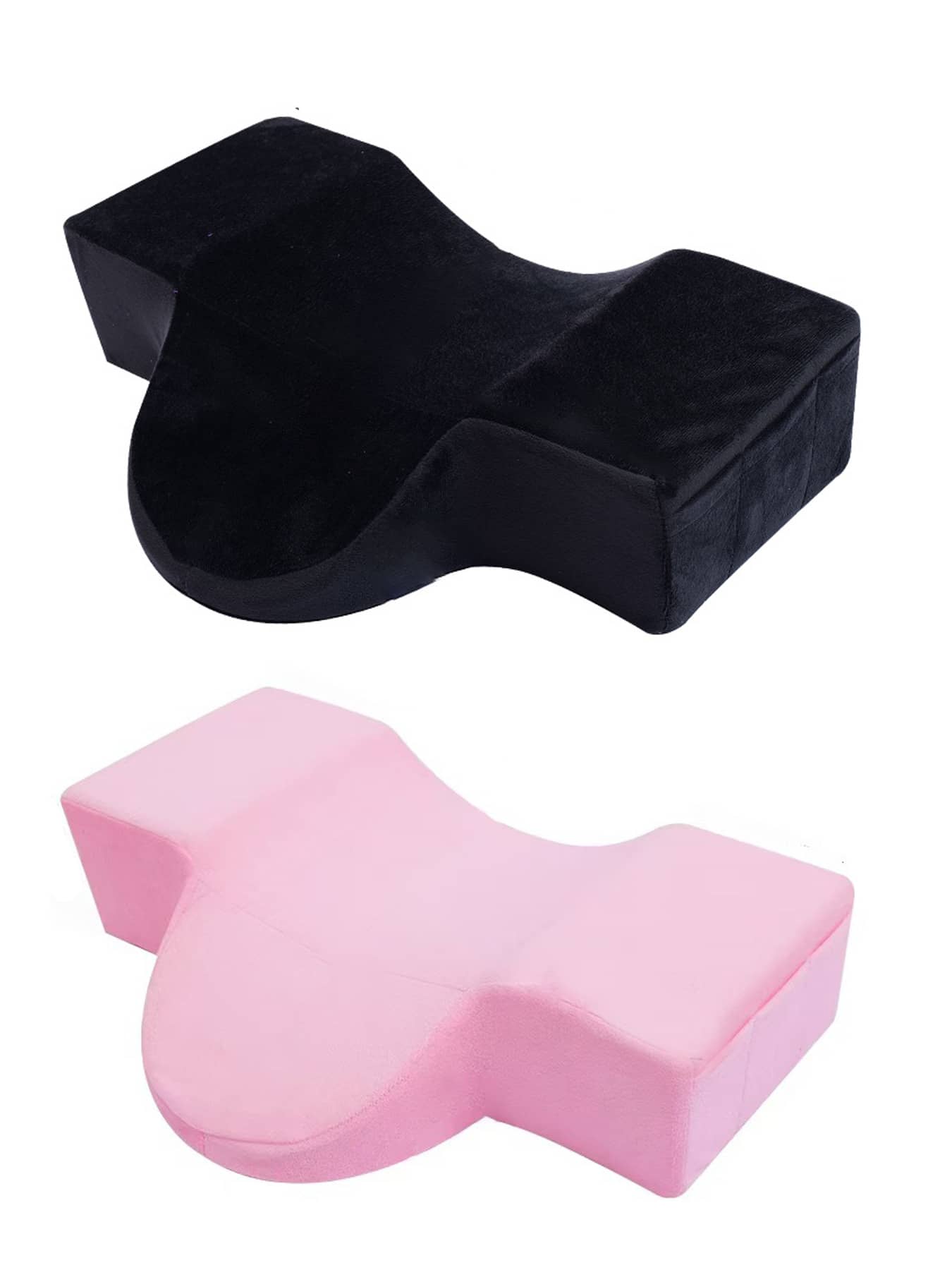 睫毛延长枕，颈部支撑枕，不变形，弹性好，沙龙睫毛枕，舒适天鹅绒记忆泡沫睫毛延长枕，人体工程学颈枕，睫毛延长颈部保护枕 - 彩色 - 查看 1